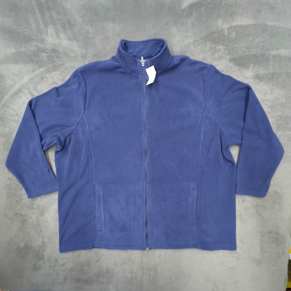 Lands End Fleece Jacket Blue Full Zip Stand Collar‎ Women's XL